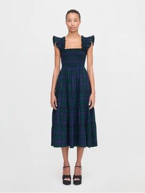 Hill House Ellie Nap Dress in Blackwatch Tartan Flannel, XS